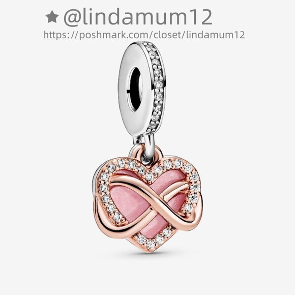 Pandora Sparkling Infinity Heart Dangle Charm - Picture 1 of 7